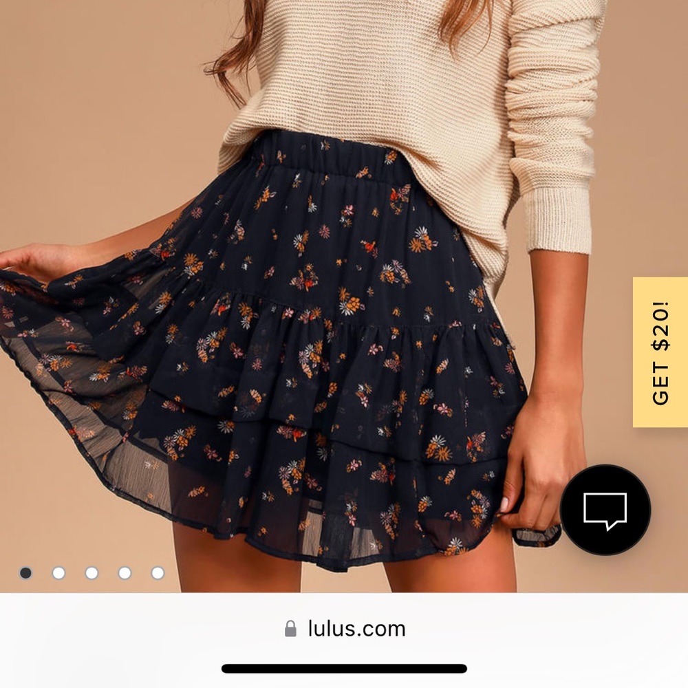 FREE PEOPLE From the Valley Floral Print Ruffle Mini Skirt 🌺